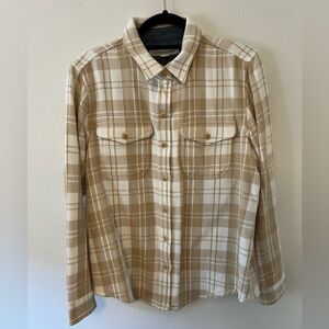 Outerknown Women’s Latte Plaid Button Down Shirt